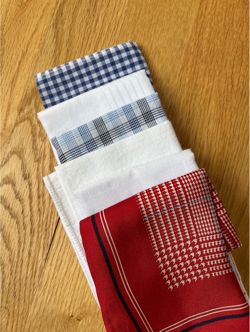 Men’s Pocket Square Handkerchief Lot of 5 Plaid Gingham White Red Nordstrom